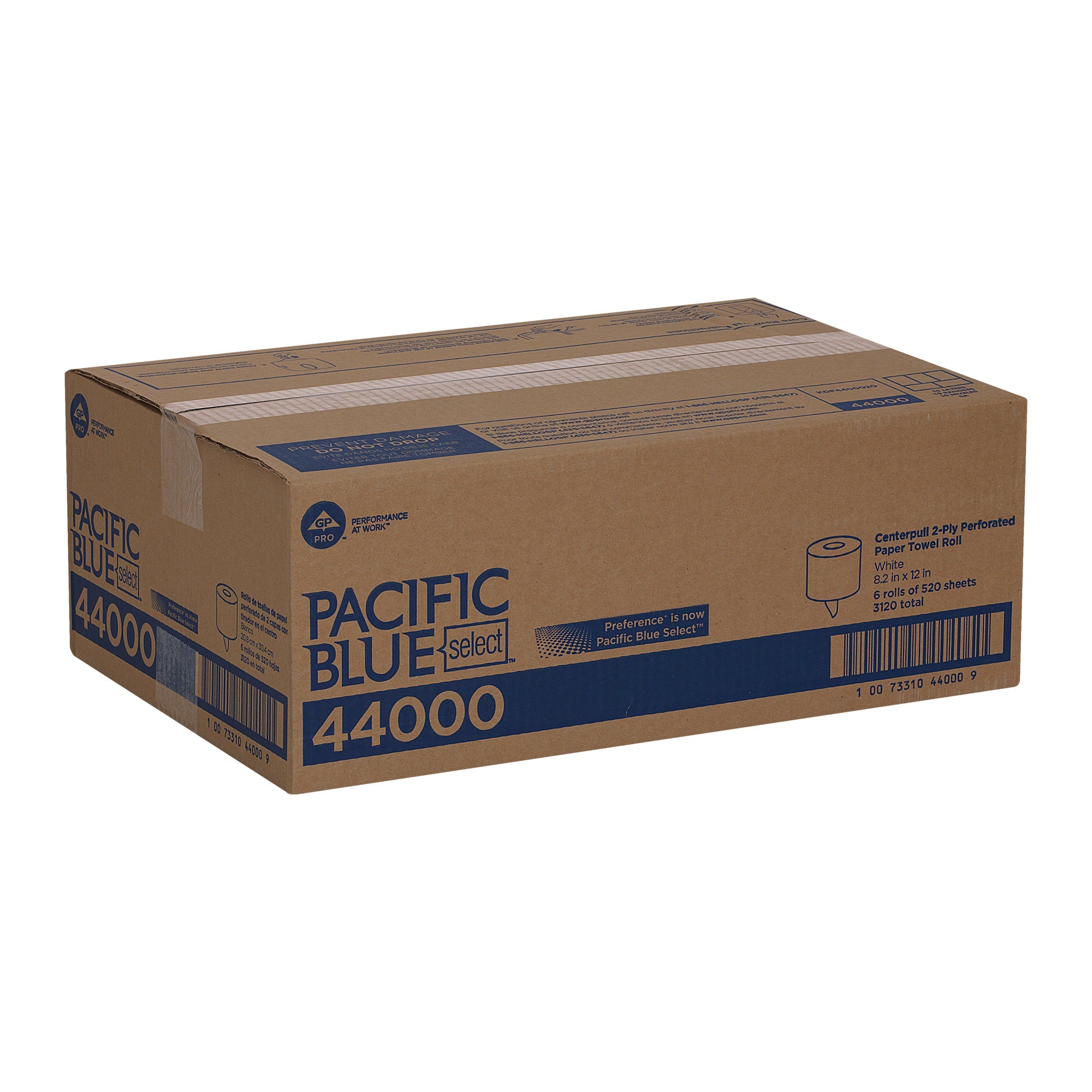 מגבת נייר דו-שכבתית עם שתי שכבות מסוג PACIFIC BLUE SELECT™ CENTERPULL מבית GP PRO (ג'ורג'יה פסיפיק), לבן, (6 גלילים של 158.50 מטרים סהכ 950.98 מטרים) 3,120 גליונות למארז