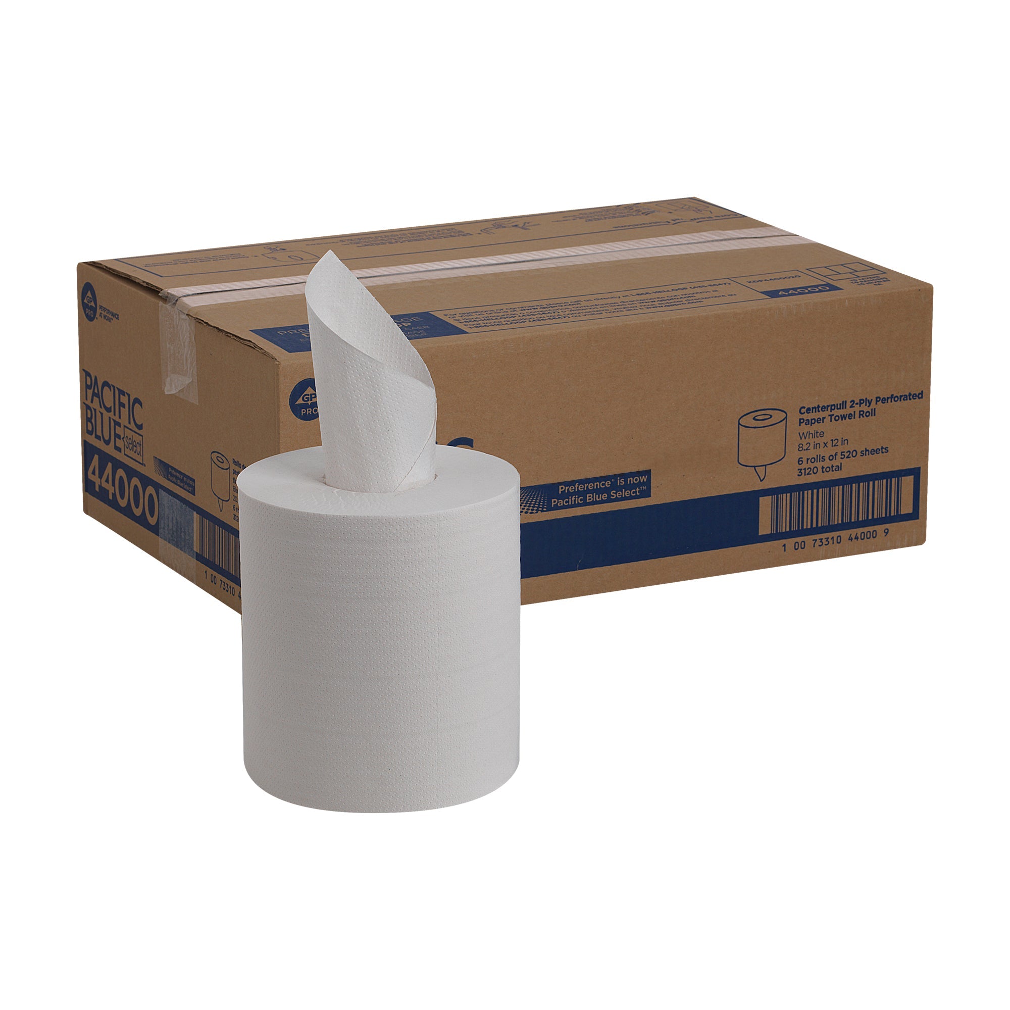 מגבת נייר דו-שכבתית עם שתי שכבות מסוג PACIFIC BLUE SELECT™ CENTERPULL מבית GP PRO (ג'ורג'יה פסיפיק), לבן, (6 גלילים של 158.50 מטרים סהכ 950.98 מטרים) 3,120 גליונות למארז