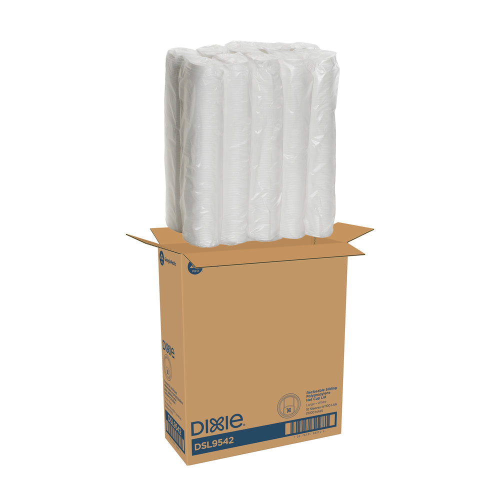 מכסי כוס הניתנים לסגירה DIXIE® מבית GP PRO (ג'ורג'יה פסיפיק) לבנים, 1,000 מכסים לכל מארז