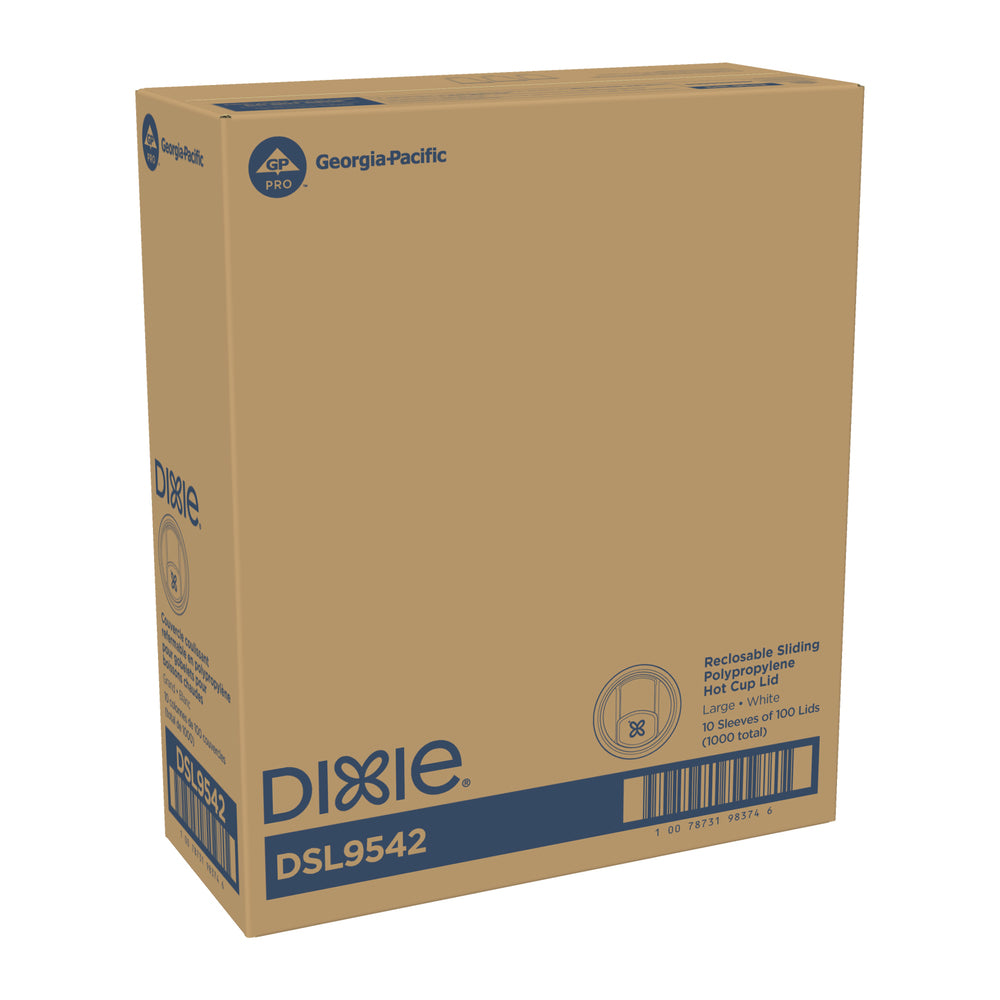 מכסי כוס הניתנים לסגירה DIXIE® מבית GP PRO (ג'ורג'יה פסיפיק) לבנים, 1,000 מכסים לכל מארז