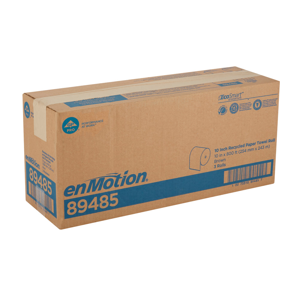 גלילי מגבות נייר ממוחזרים ENMOTION® 10 מבית GP PRO (ג'ורג'יה פסיפיק), חום, (3 גלילים של 243.84 מטר סהכ 731.52 מטר)