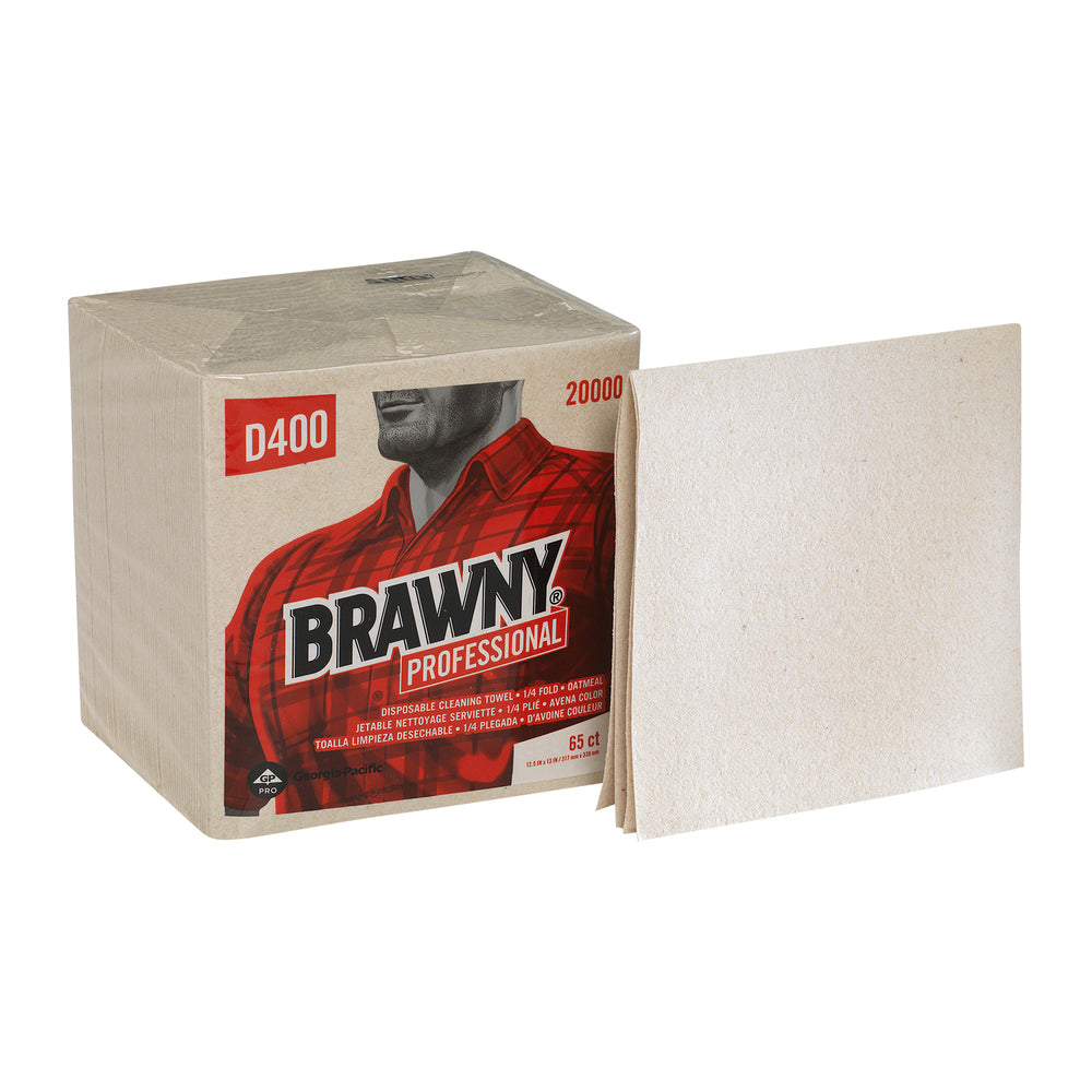 מגבות ניקוי חד פעמיות BRAWNY® PROFESSIONAL D400 מבית GP PRO (ג'ורג'יה פסיפיק), פי 1/4, שיבולת שועל, (18 חבילות של 65 מגבות סהכ 1,170 מגבות)
