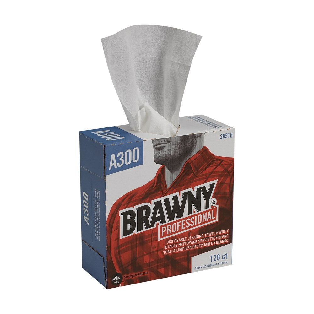 מגבות ניקוי חד פעמיות של BRAWNY® PROFESSIONAL A300 מבית GP PRO (ג'ורג'יה פסיפיק), קופסה גבוהה, לבן, (10 קופסאות של 66 מגבות סהכ 660 מגבות)