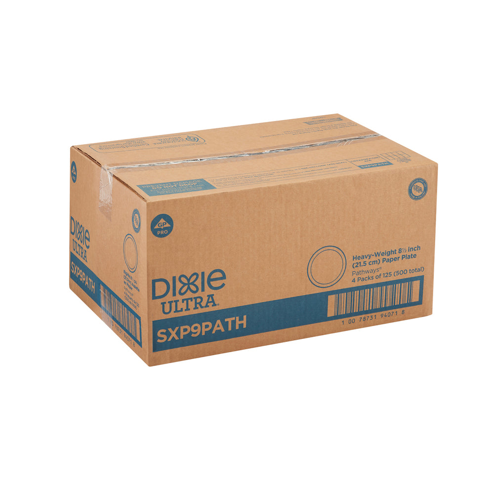 צלחות נייר עבות במיוחד (IN 8 1/2) מסדרת DIXIE ULTRA® מבית GP PRO (ג'ורג'יה-פסיפיק), איור עלים®, (4 חבילות של 125 צלחות סהכ 500 צלחות)