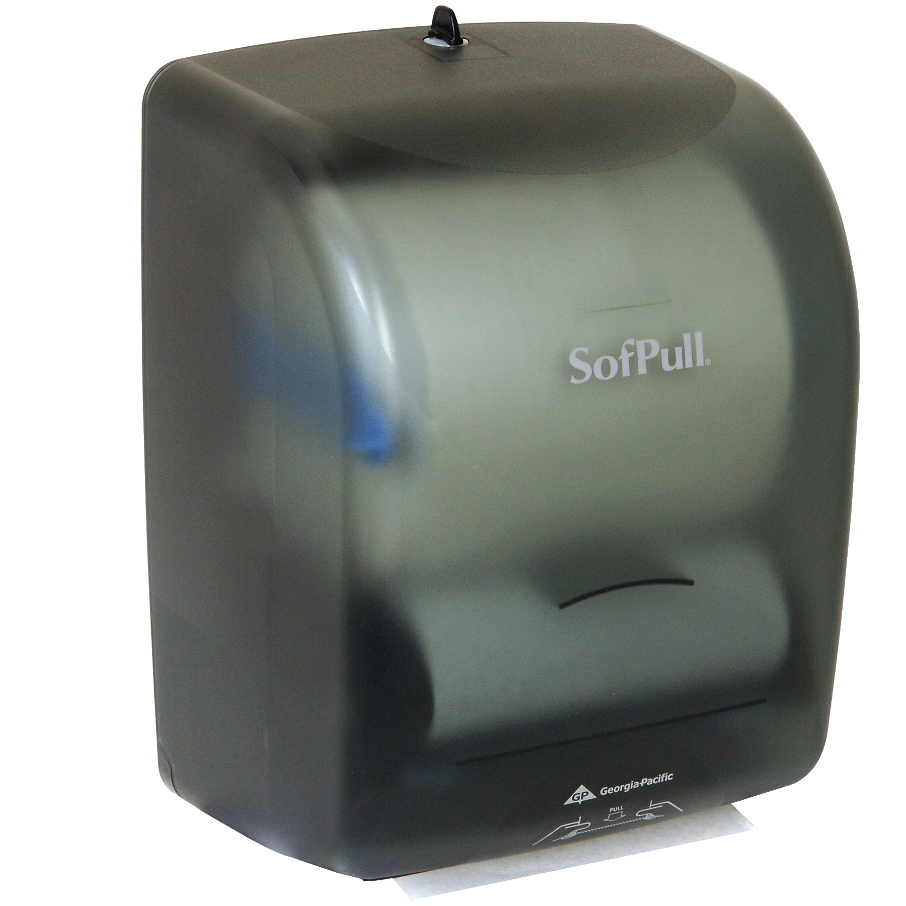 מתקן מגבות נייר מכני עמיד במים SOFPULL® מבית GP PRO (ג'ורג'יה פסיפיק), עשן, מתקן אחד
