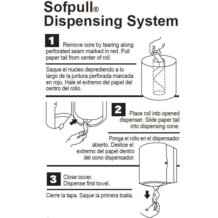 מגבות נייר SOFPULL® CENTERPULL בעלות קיבולת רגילה מבית GP PRO (ג'ורג'יה פסיפיק), לבן, (6 גלילים של 121.80 מטרים סהכ 730.79 מטרים) 1,920 גליונות למארז