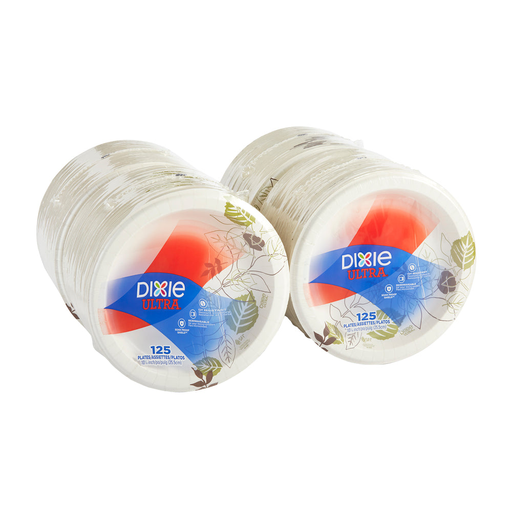 צלחות נייר עבות במיוחד (IN 10 1/16) מסדרת DIXIE ULTRA® מבית GP PRO (ג'ורג'יה-פסיפיק), איור עלים®, 500 צלחות לכל מארז