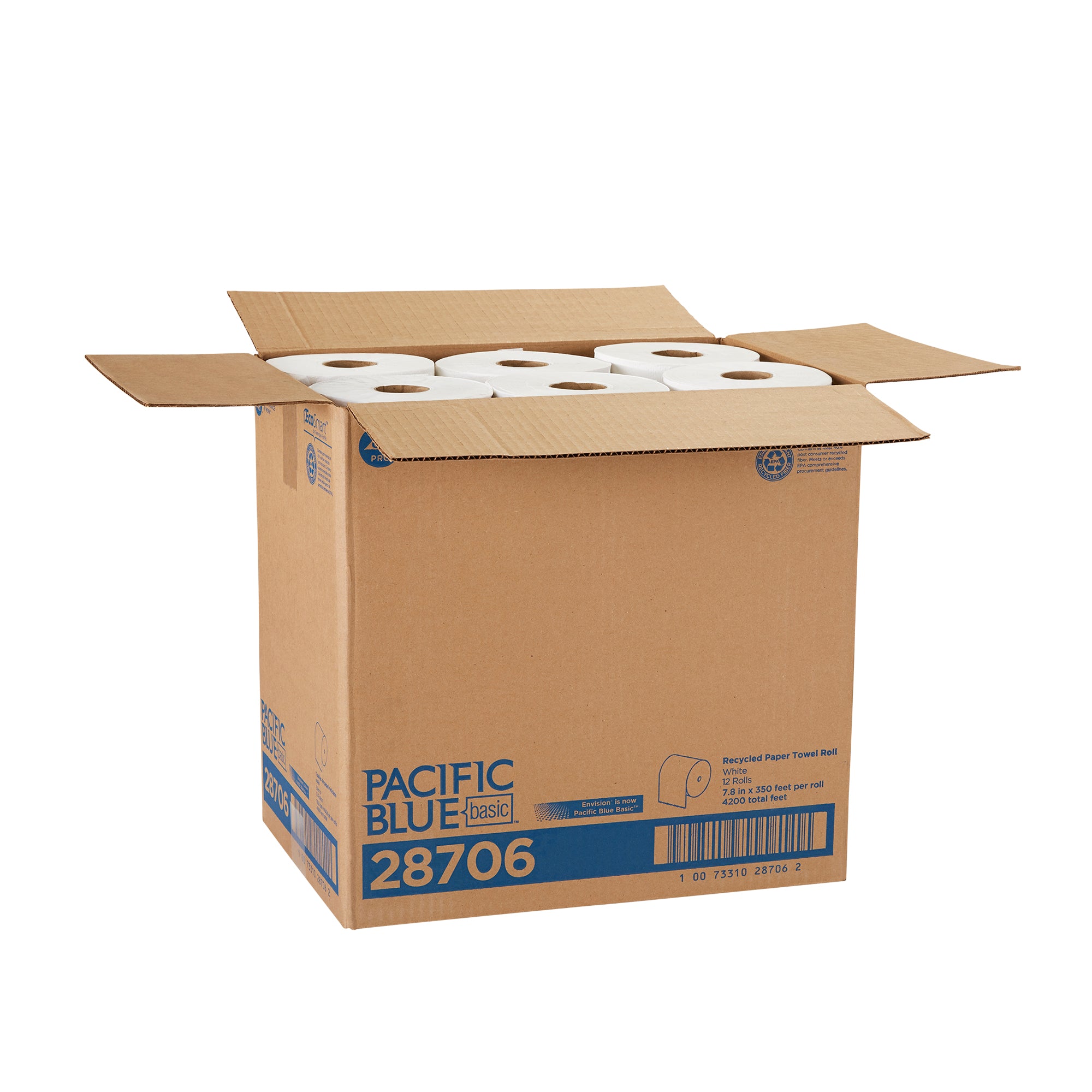 גליל מגבות נייר PACIFIC BLUE BASIC™ של GP PRO (ג'ורג'יה פסיפיק), לבן, (12 גלילים של 106.68 מטרים סהכ 1,280.16 מטרים)