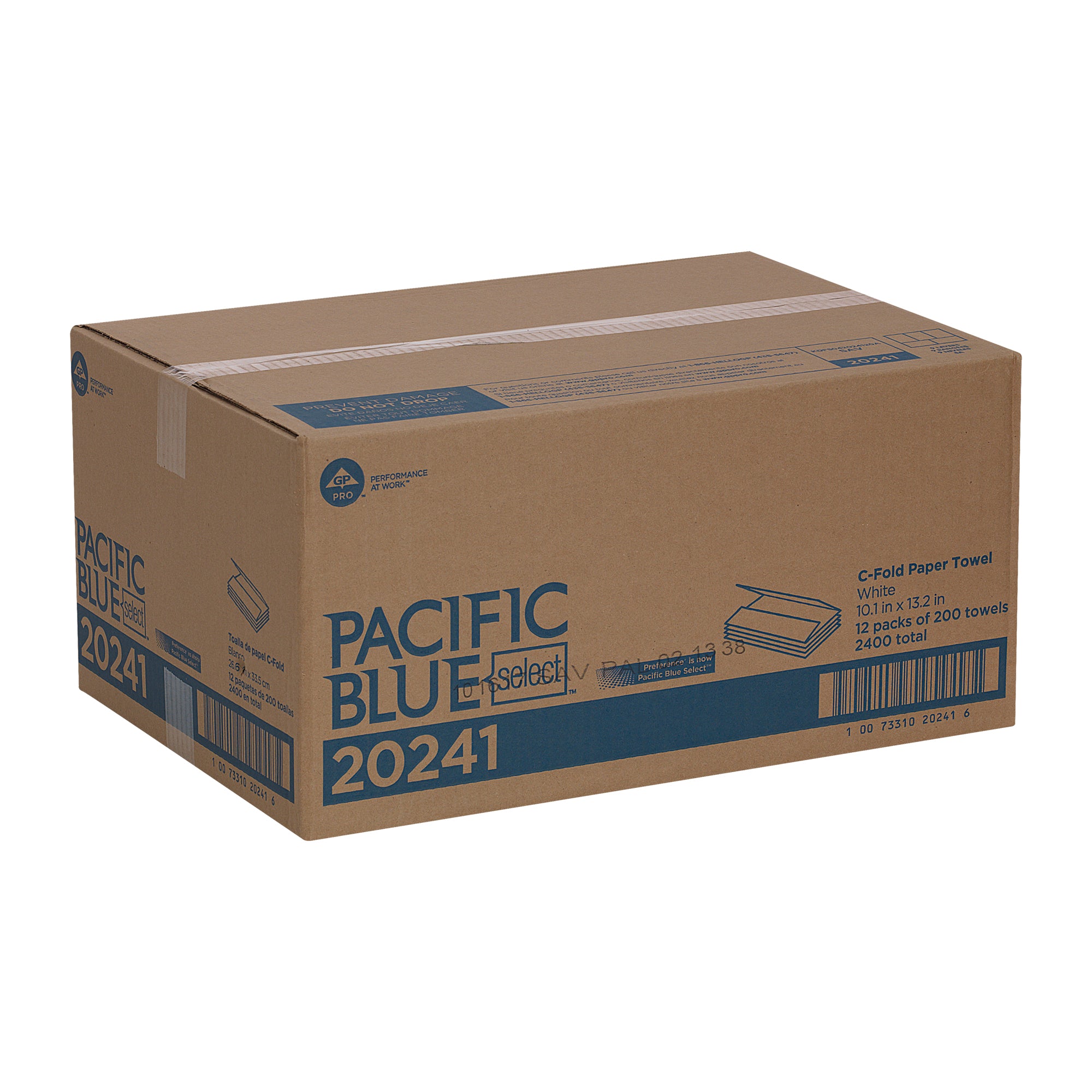 מגבות נייר בקיפול PACIFIC BLUE BASIC™ C , לבן, (12 חבילות של 200 גליונות סהכ 2400 גליונות)