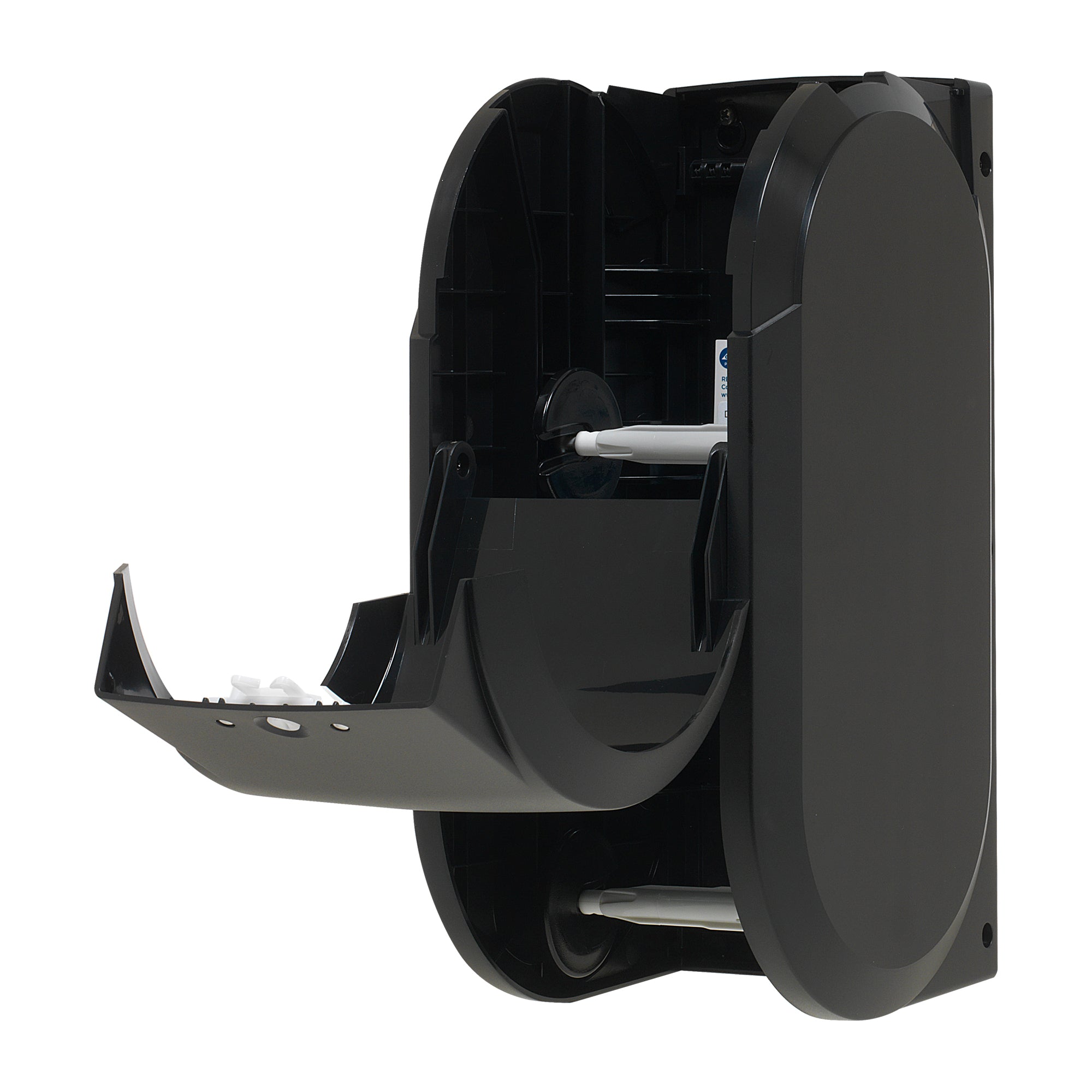 מתקן נייר טואלט Compact® בעל קיבולת גבוהה עם 2 גלילים אנכיים ללא ליבות, שחור, מתקן אחד
