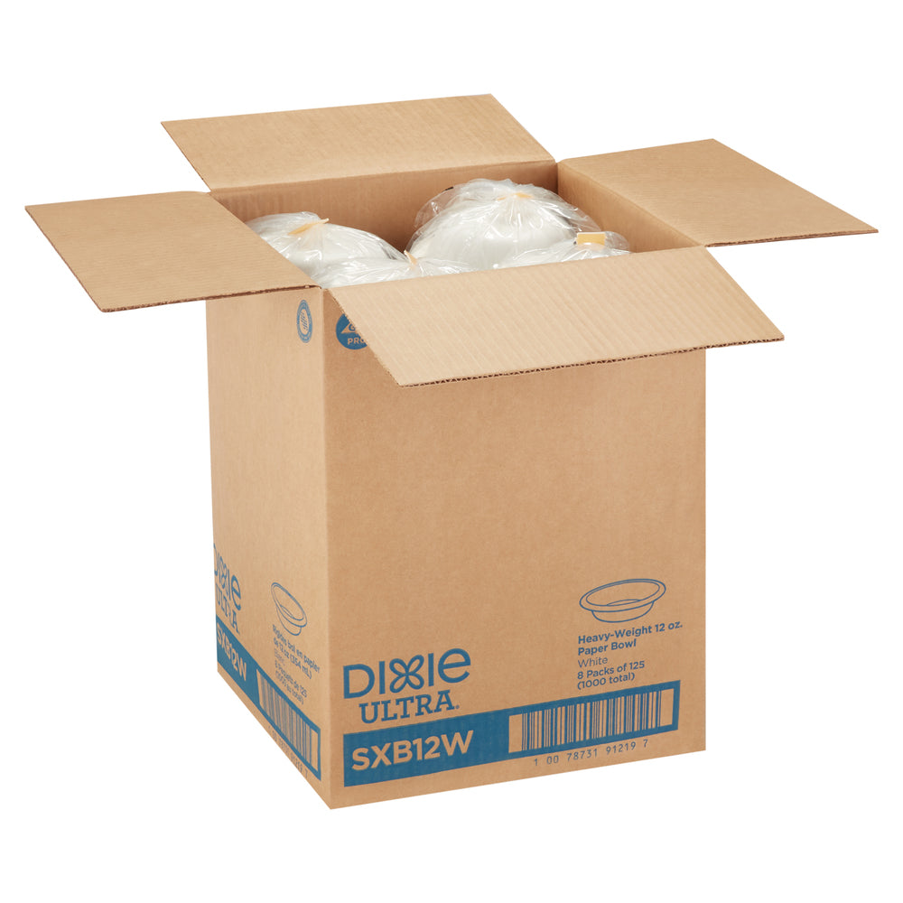 קערות נייר עבות במיוחד DIXIE ULTRA® (12 OZ) מבית GP PRO (ג'ורג'יה פסיפיק), לבן, 1,000 קערות לכל מארז