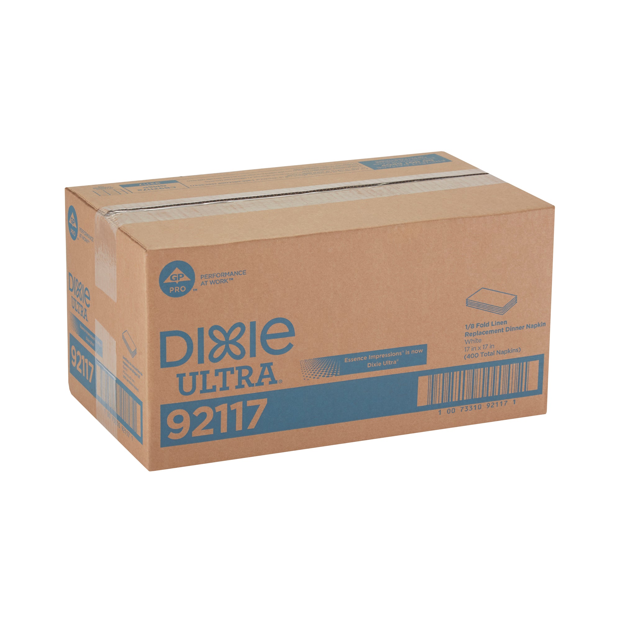 מפית ארוחת ערב של DIXIE ULTRA® קיפול 1/8 17 ˟ 17 אינץ', לבן, 400 מפיות לכל מארז