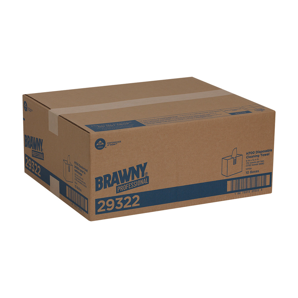 מגבות ניקוי חד פעמיות BRAWNY® PROFESSIONAL H700 מבית GP PRO (ג'ורג'יה פסיפיק), קופסה גבוהה, לבן, (10 קופסאות של 176 מגבות סהכ 1,760 מגבות)