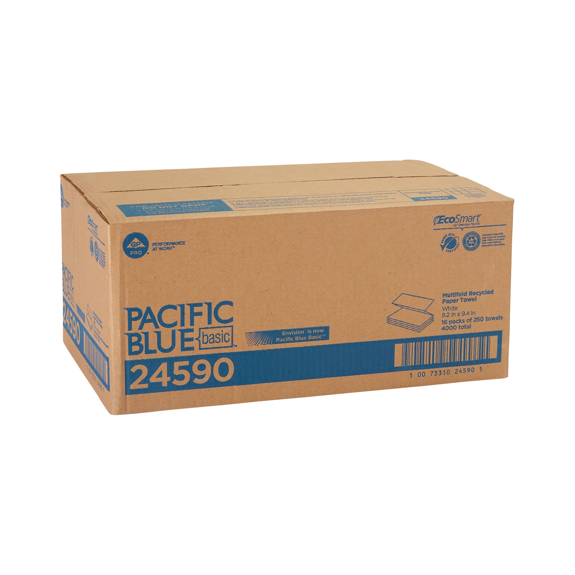 PACIFIC BLUE BASIC™ מגבת נייר ממוחזרת מרובת שכבות מבית GP PRO (ג'ורג'יה פסיפיק), לבן, (16 חבילות של 250 גליונות סהכ 4000 גליונות)
