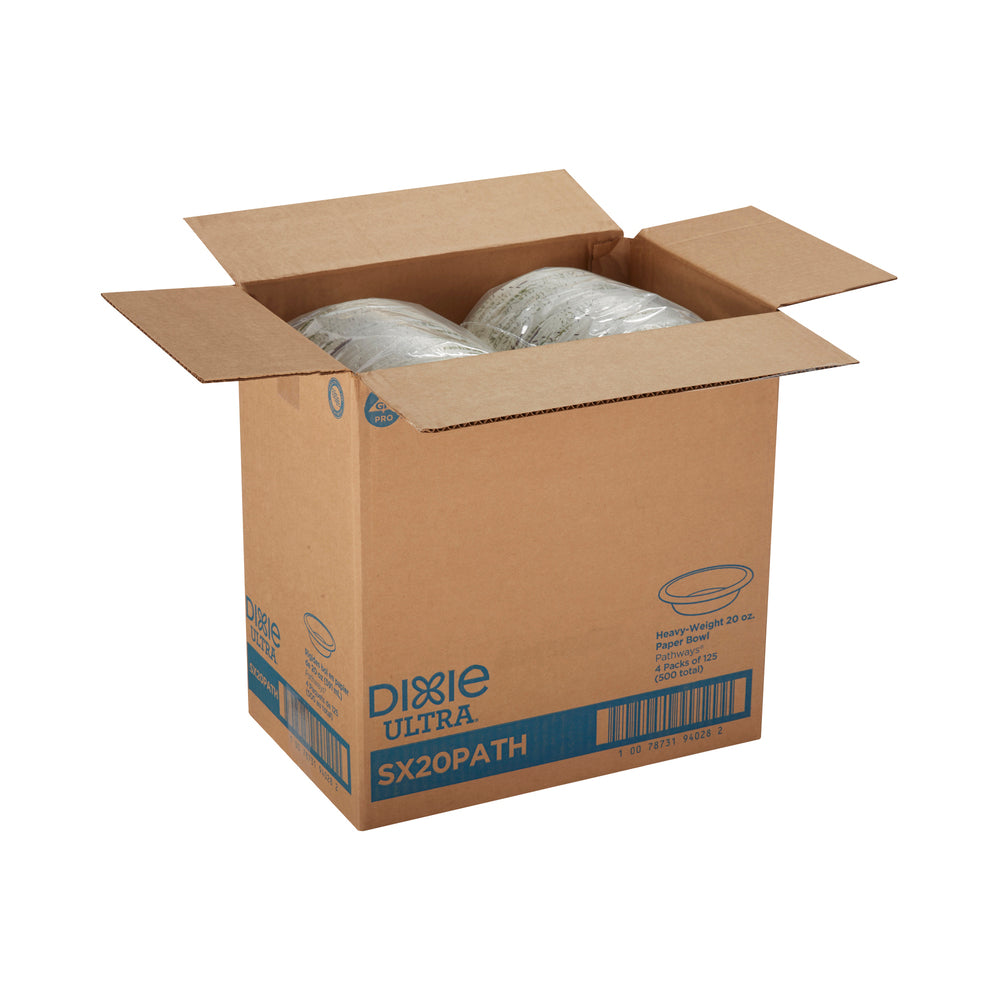 קערות נייר עבות במיוחד DIXIE ULTRA® (20 OZ) מבית GP PRO (ג'ורג'יה פסיפיק), שבילים®, (4 חבילות של 125 קערות סהכ 500 קערות)