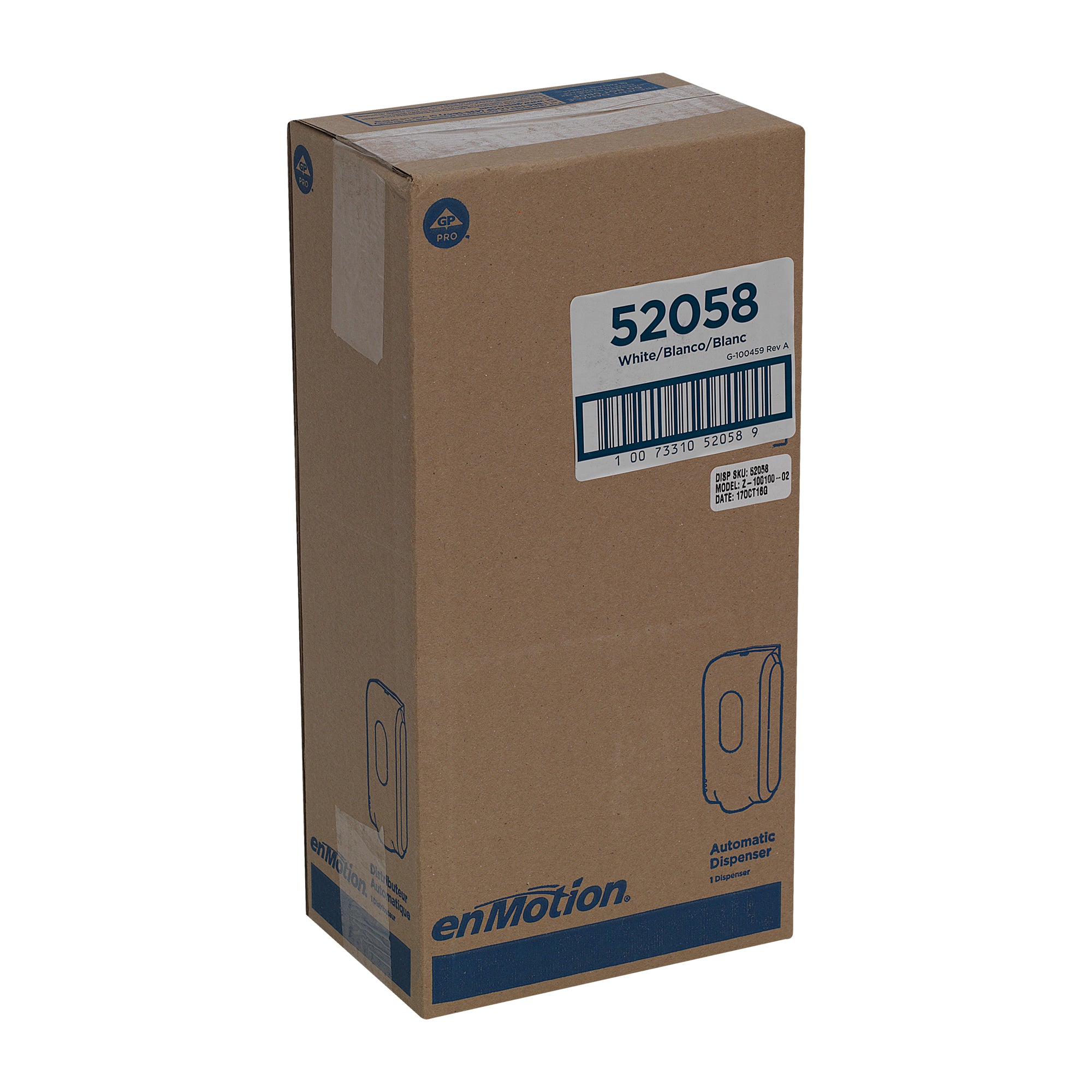 מתקן סבון וחיטוי אוטומטי ללא מגע ENMOTION® GEN2 מאת GP PRO (ג'ורג'יה פסיפיק), לבן, מתקן אחד