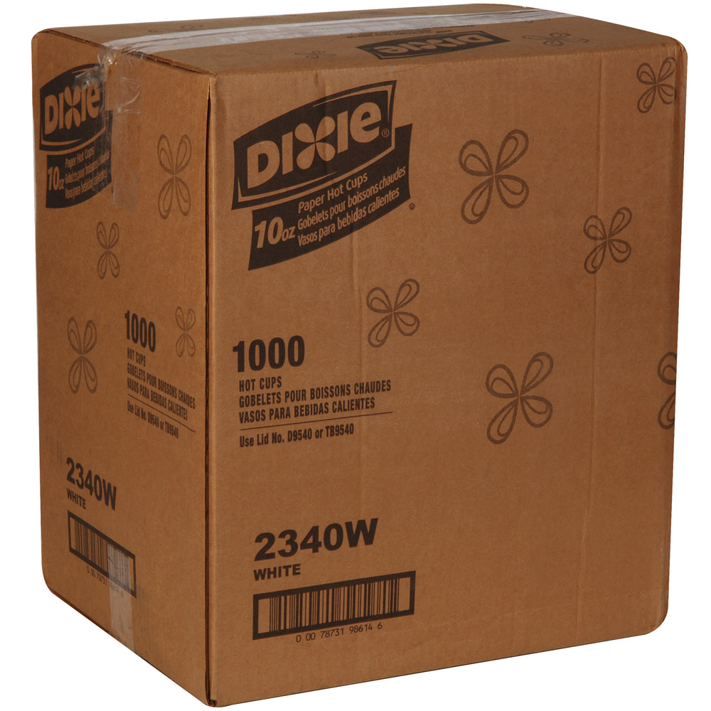 כוסות חמות מנייר DIXIE® 10 OZ מבית GP PRO (ג'ורג'יה פסיפיק), מתאימות למכסים בינוניים, לבן, 1,000 כוסות לכל מארז