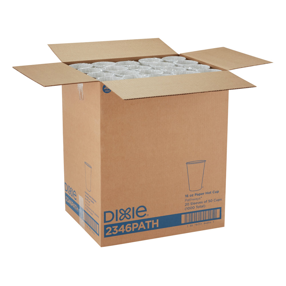 כוסות חמות מנייר DIXIE® 16 OZ מבית GP PRO (ג'ורג'יה פסיפיק), מתאימות למכסים גדולים, איור עלים®, 1,000 כוסות לכל מארז, ( 20 שרוולים של 50 כוסות )