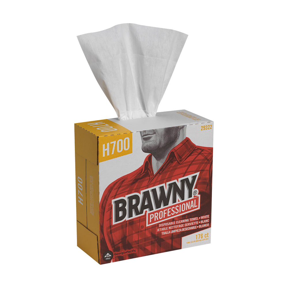 מגבות ניקוי חד פעמיות BRAWNY® PROFESSIONAL H700 מבית GP PRO (ג'ורג'יה פסיפיק), קופסה גבוהה, לבן, (10 קופסאות של 176 מגבות סהכ 1,760 מגבות)