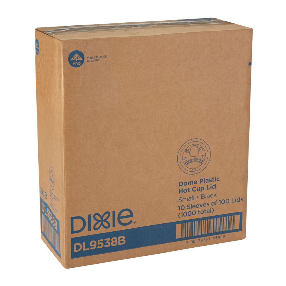 מכסי כוס חמה מפלסטיק DIXIE® DOME מבית GP PRO (ג'ורג'יה פסיפיק), קטנים, שחורים, 1,000 מכסים לכל מארז