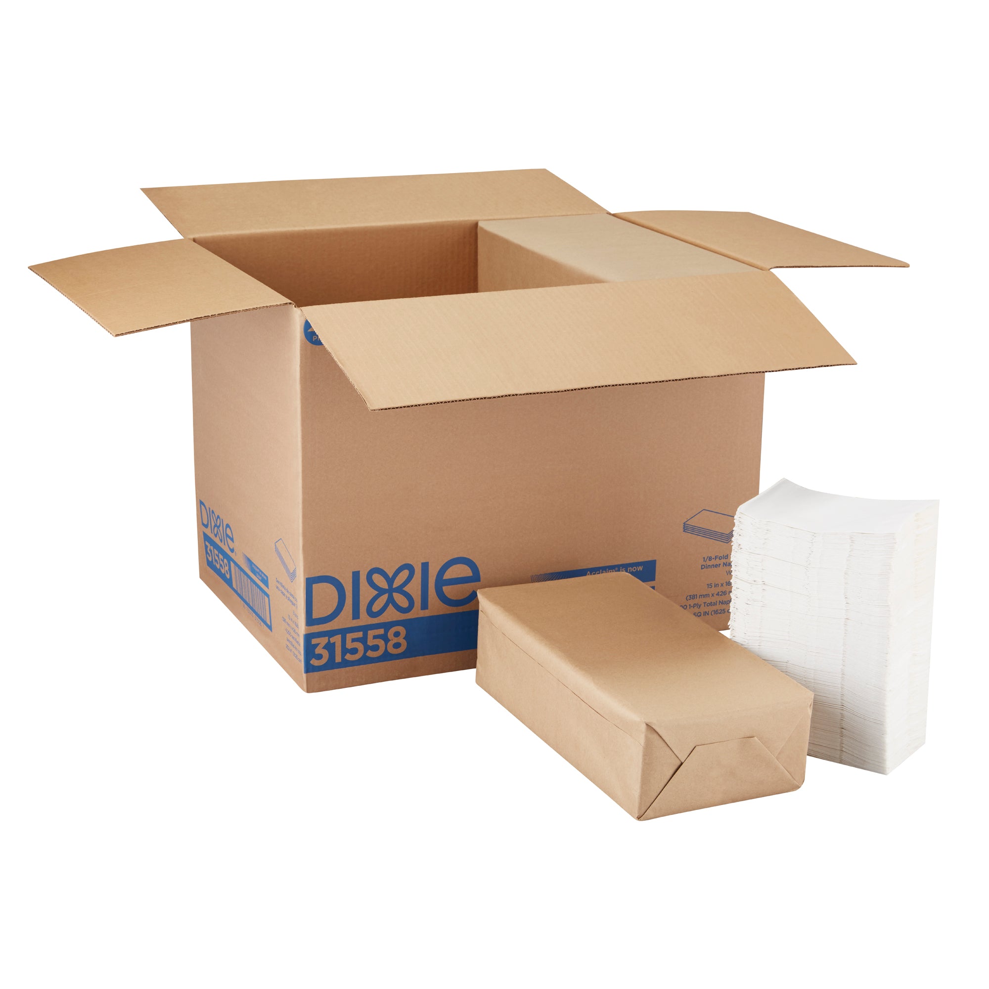 מפית ארוחת ערב חד שכבתית של DIXIE® קיפול 1/8 מבית GP PRO (ג'ורג'יה פסיפיק), 15 ˟ 16.8 אינץ', לבן, 4,200 מפיות בקופסה