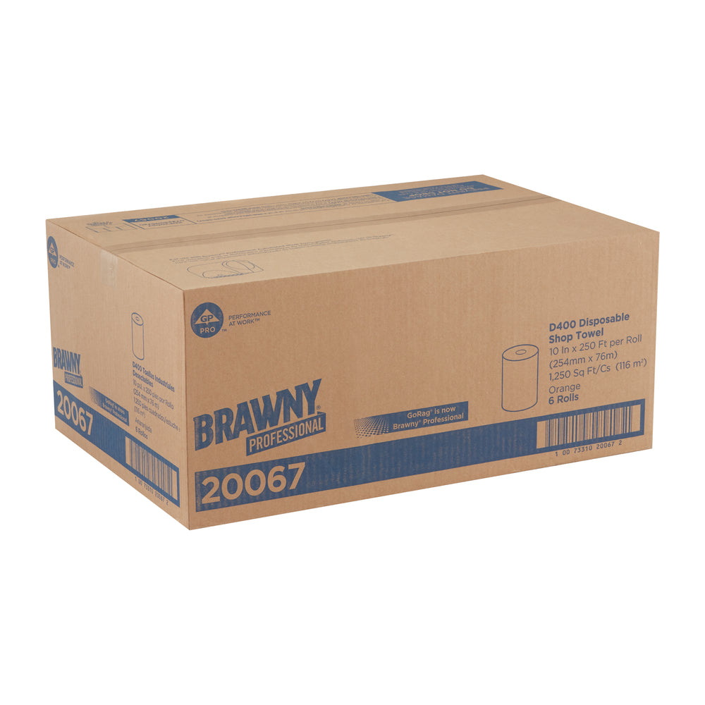 מילוי מגבות חד פעמיות BRAWNY® PROFESSIONAL D400 למתקן 59465 של GP PRO (ג'ורג'יה פסיפיק), כתום, (6 גלילים של 76.20 מטר סהכ 457.20 מטר)