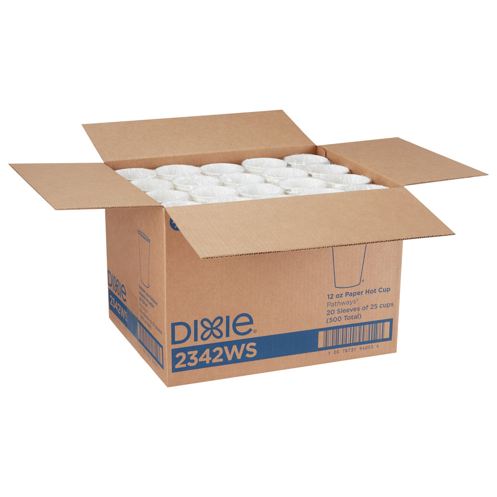 כוסות נייר חמות DIXIE® 12 OZ מבית GP PRO (ג'ורג'יה פסיפיק), מתאימות למכסים גדולים, איור עלים®, 500 כוסות לכל מארז, ( 20 שרוולים של 25 כוסות )