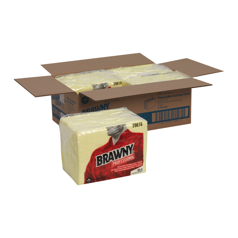 מטליות אבק חד פעמיות של PROFESSIONAL BRAWNY® מבית GP PRO (ג'ורג'יה פסיפיק), צהוב, (4 חבילות של 50 מגבות סהכ 200 מגבות)