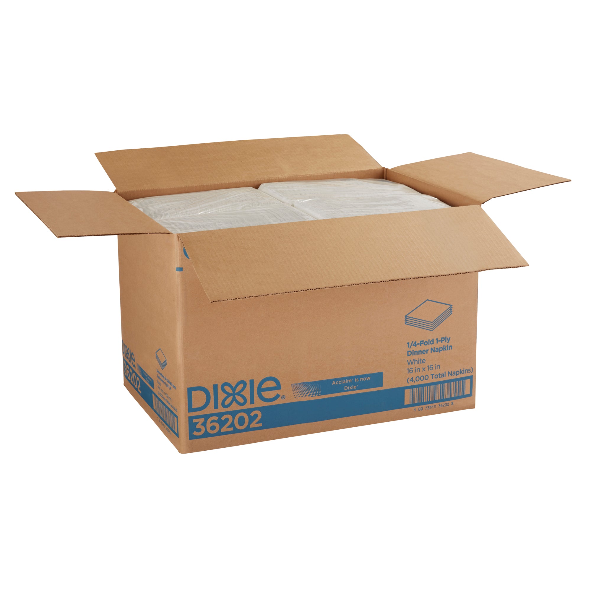 מפית ארוחת ערב חד-שכבתית של DIXIE® קפול 1/4 מבית GP PRO (ג'ורג'יה פסיפיק), 16 ˟ 16 אינץ', לבן, 4,000 מפיות בקופסה