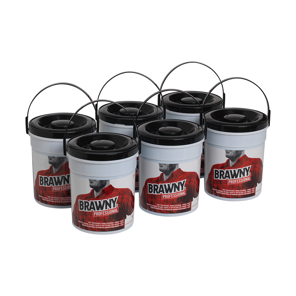 מגבות ניקוי ידיים רטובות חד פעמיות של BRAWNY® מבית GP PRO (ג'ורג'יה פסיפיק), כחול, (6 מארזים של 84 מגבות סהכ 504 מגבות)