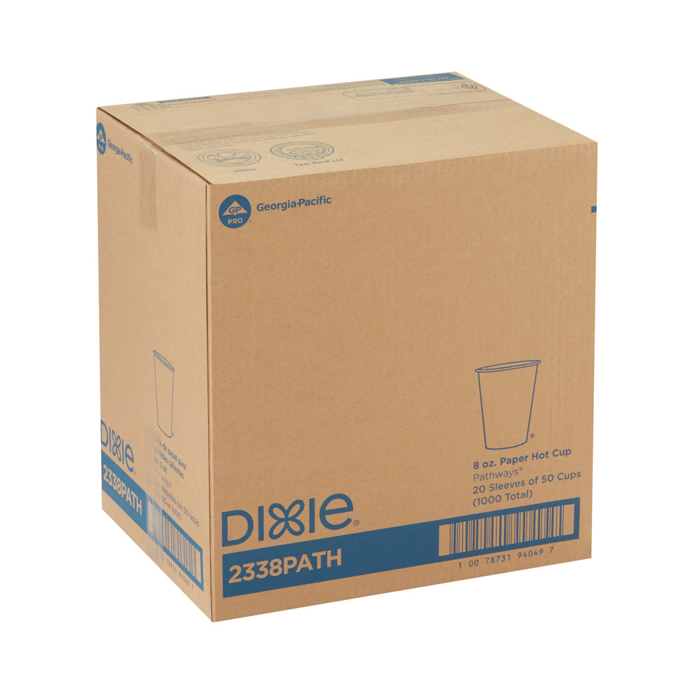 כוסות חמות מנייר DIXIE® 8 OZ מבית GP PRO (ג'ורג'יה פסיפיק), מתאימות למכסים קטנים, איור עלים®, 1,000 כוסות לכל מארז, ( 20 שרוולים של 50 כוסות )
