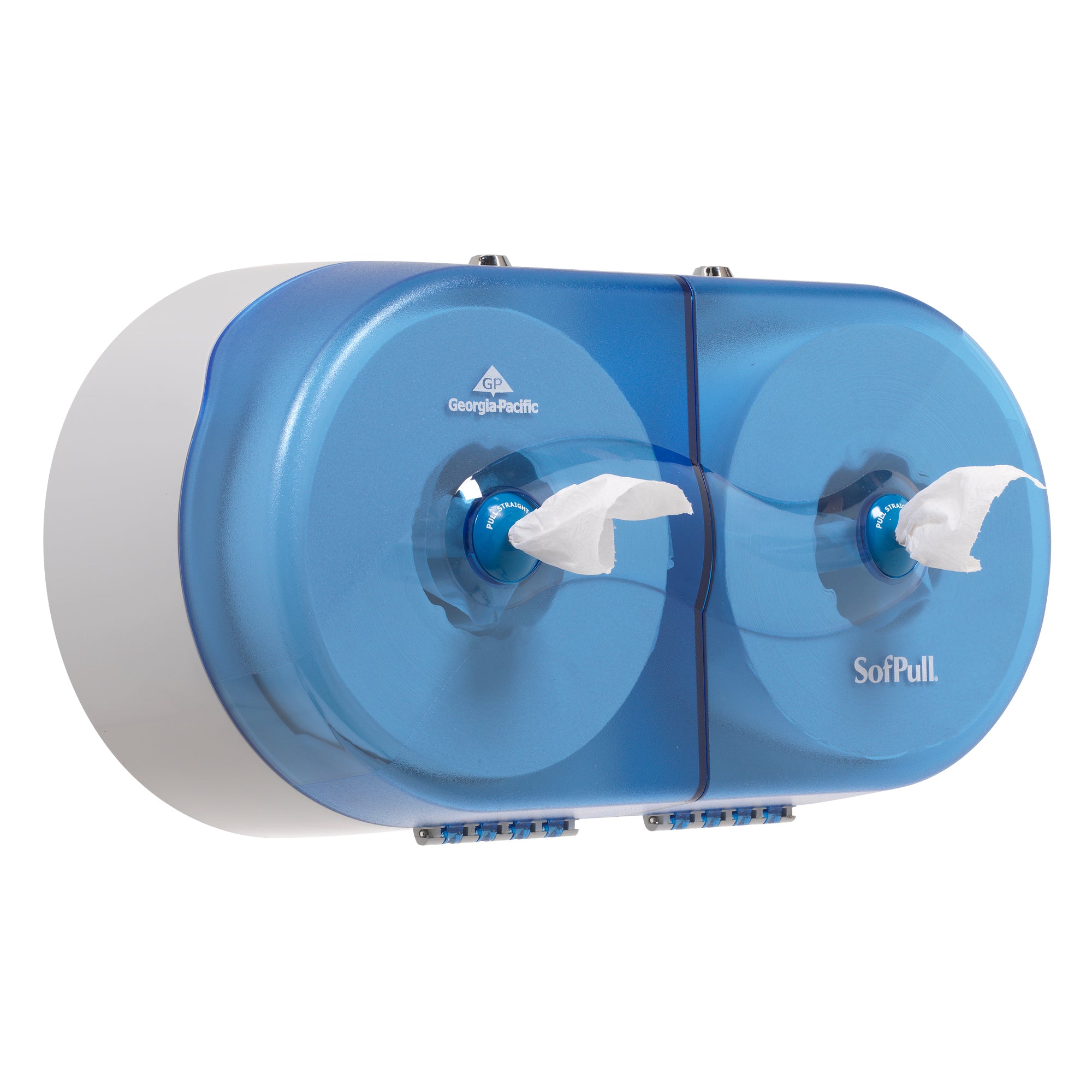 מתקן נייר טואלט בעל קיבולת גבוהה של SOFPULL® עם שני גלילים זה לצד זה מבית GP PRO (ג'ורג'יה פסיפיק), כחול, מתקן אחד