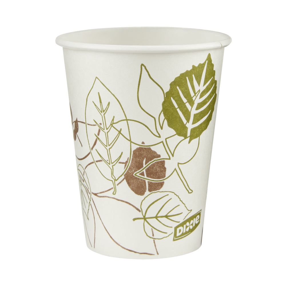 כוסות חמות מנייר DIXIE® 8 OZ מבית GP PRO (ג'ורג'יה פסיפיק), מתאימות למכסים קטנים, איור עלים®, 1,000 כוסות לכל מארז, ( 20 שרוולים של 50 כוסות )