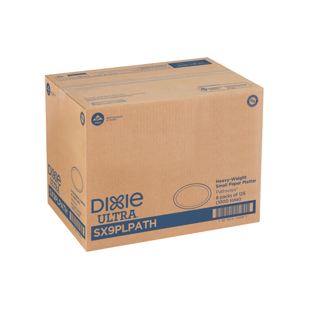 מגשי נייר קטנים עבים במיוחד של DIXIE ULTRA® מבית GP PRO (ג'ורג'יה-פסיפיק), איור עלים®, (8 חבילות של 125 מגשים סהכ 1000 מגשים)