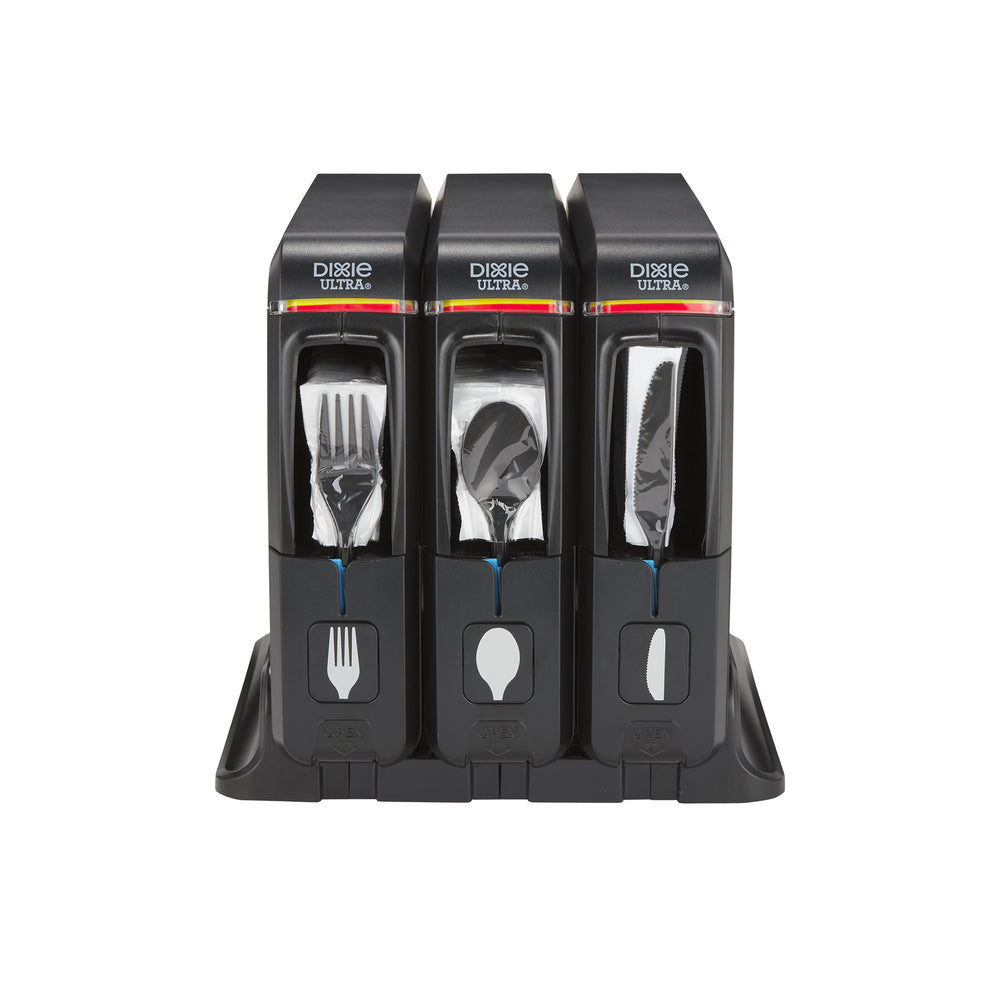 מתקן לסכום עטוף מסדרת DIXIE ULTRA® SMARTSTOCK® מבית GP PRO, אריזה משולשת, שחור, 1 כל אחד: מזלג, כף וסכין
