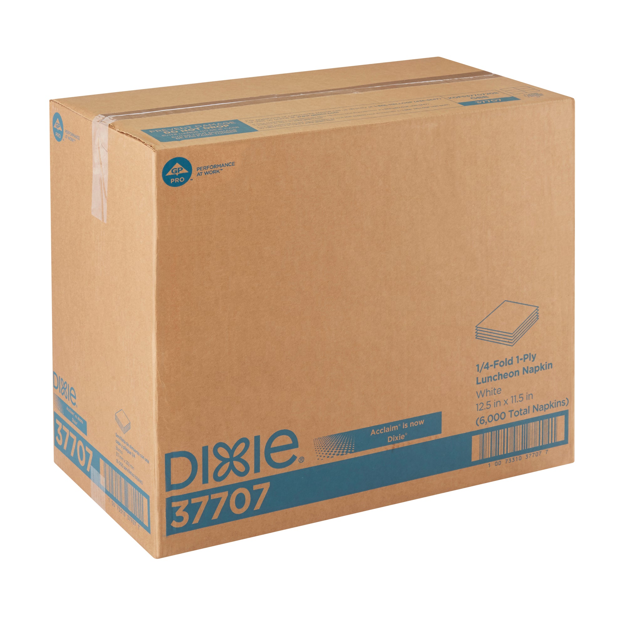 מפית ארוחת צהריים בעלת שכבה אחת של DIXIE® קפול 1/4 מבית GP PRO (ג'ורג'יה פסיפיק), 12.5 ˟ 11.5 אינץ', לבן, 6,000 מפיות בקופסה