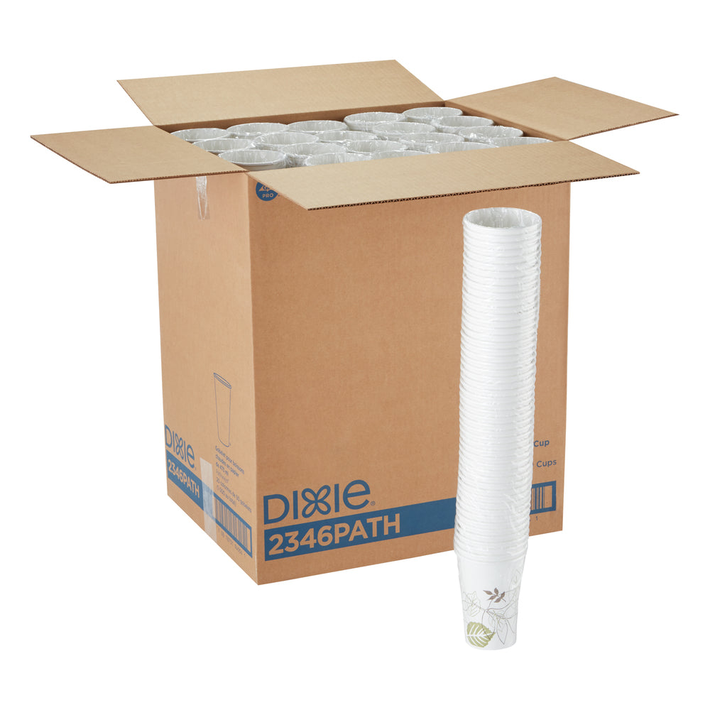 כוסות חמות מנייר DIXIE® 16 OZ מבית GP PRO (ג'ורג'יה פסיפיק), מתאימות למכסים גדולים, איור עלים®, 1,000 כוסות לכל מארז, ( 20 שרוולים של 50 כוסות )