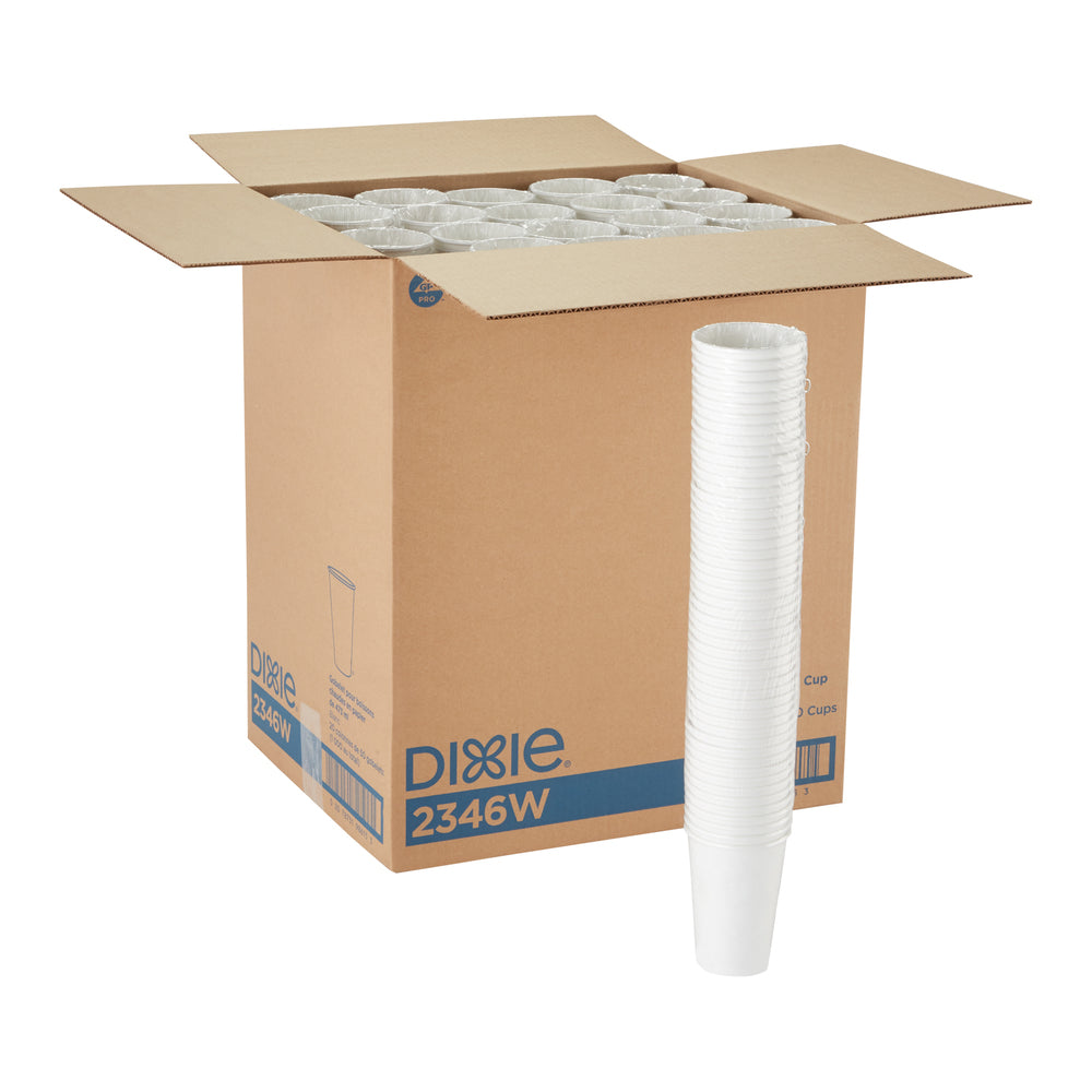 כוסות חמות מנייר DIXIE® 16 OZ מבית GP PRO (ג'ורג'יה פסיפיק), מתאימות למכסים גדולים, לבן, 1,000 כוסות לכל מארז