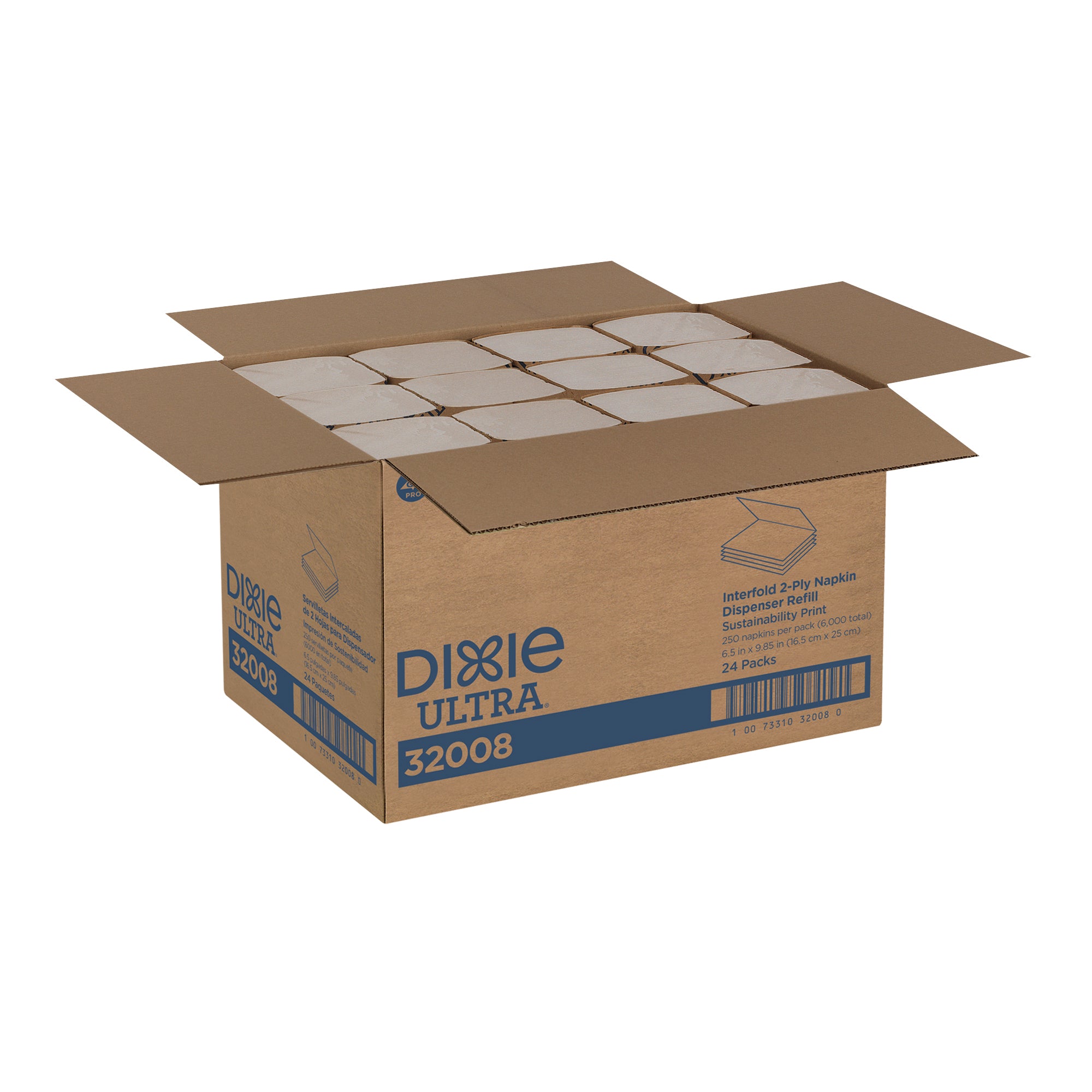 מילוי מתקן למפיות דו-שכבתי ות משולב של DIXIE ULTRA® מאת GP PRO, הדפס אקולוגי, 6000 מפיות לכל מארז