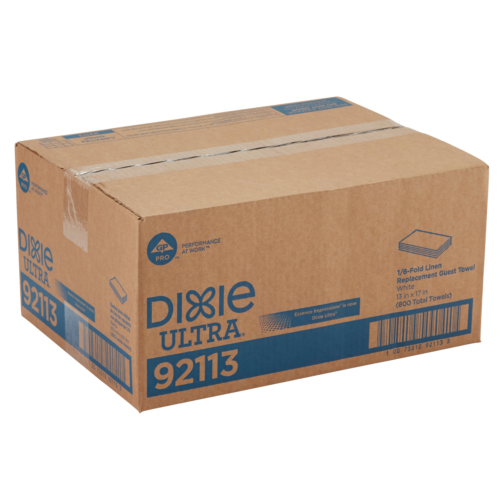 מגבות אורח מסדרת DIXIE ULTRA® מבית GP PRO קיפול 1/6 - 13 על 17 אינץ', לבן, (16 חבילות של 50 מפיות סהכ 800 מפיות)