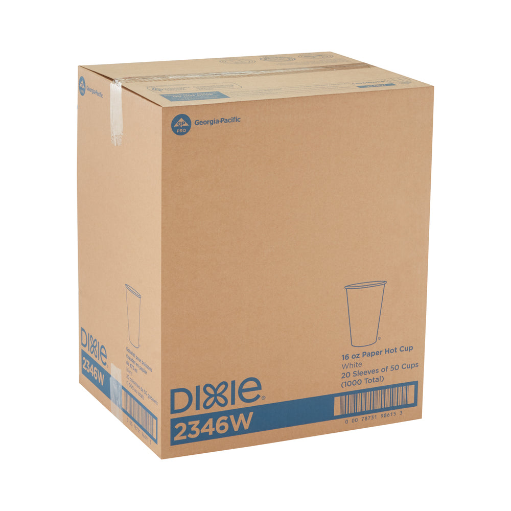 כוסות חמות מנייר DIXIE® 16 OZ מבית GP PRO (ג'ורג'יה פסיפיק), מתאימות למכסים גדולים, לבן, 1,000 כוסות לכל מארז