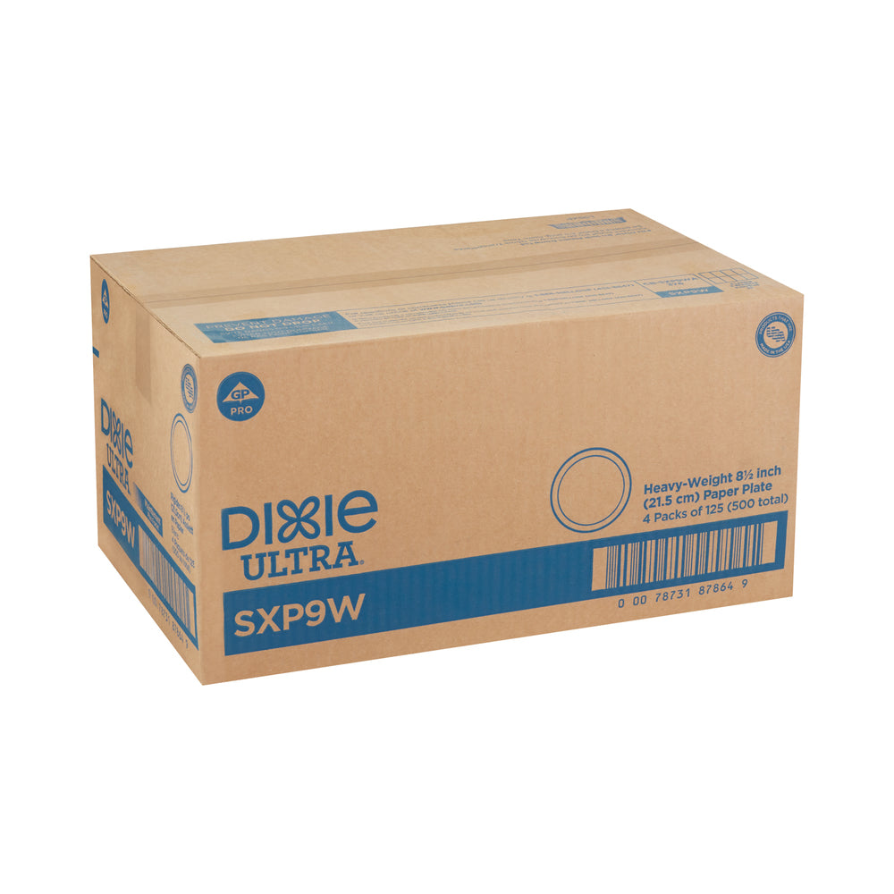 צלחות נייר עבות במיוחד (IN 8 1/2) מסדרת DIXIE ULTRA® מבית GP PRO (ג'ורג'יה-פסיפיק), לבן, (4 חבילות של 125 צלחות סהכ 500 צלחות)