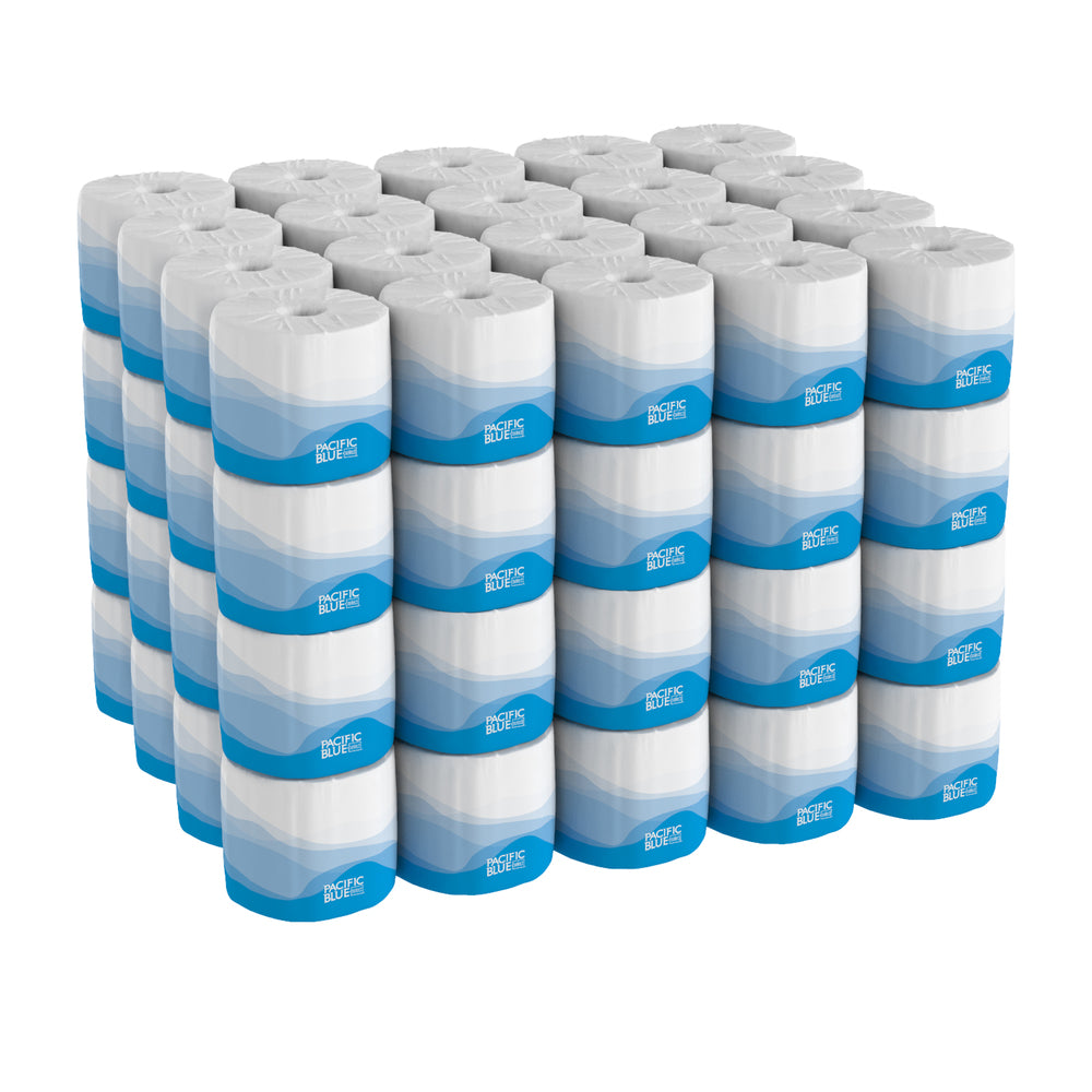 נייר טואלט דו-שכבתי מובלט בגליל רגיל PACIFIC BLUE SELECT™ מאת GP PRO (ג'ורג'יה פסיפיק), (80 גלילים של 55.78 מטרים סהכ 4462.27 מטרים) 44,000 גליונות למארז