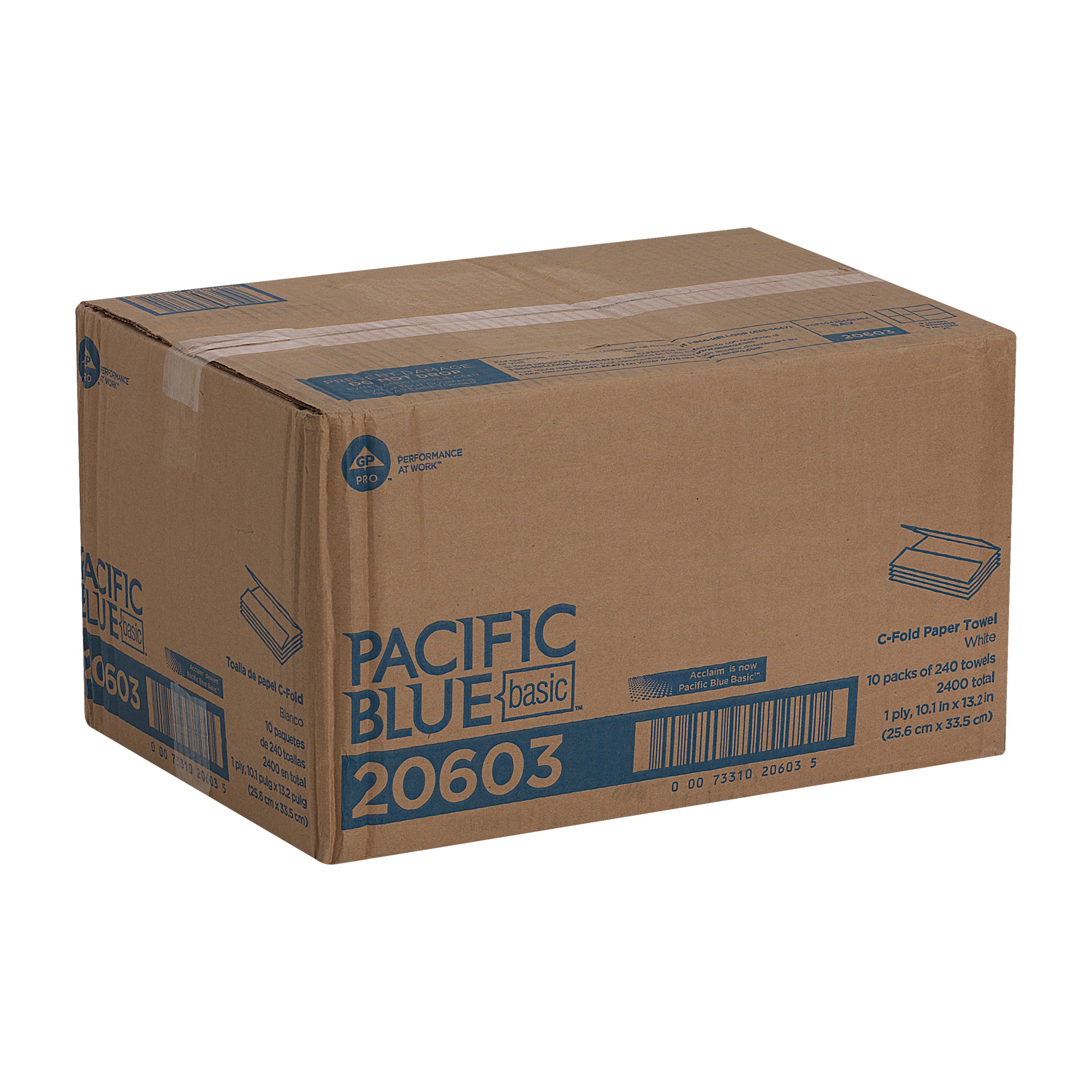 מגבות נייר PACIFIC BLUE BASIC™ קיפול C מבית GP PRO (ג'ורג'יה פסיפיק), לבן, (10 חבילות של 240 גליונות סהכ 2400 גליונות)