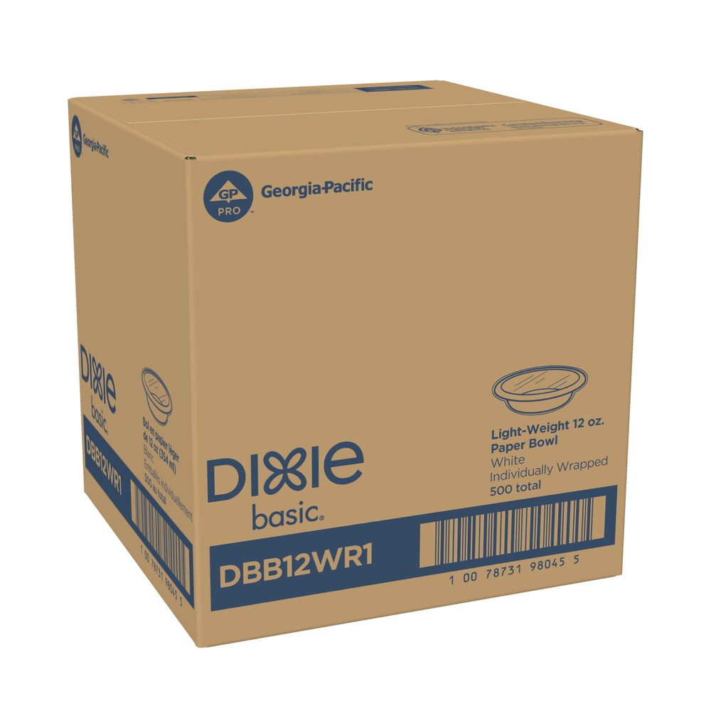 קערת נייר DIXIE BASIC®, 12 OZ, לבן, עטוף בנפרד, (500 קערות עטופות בנפרד לכל מארז)