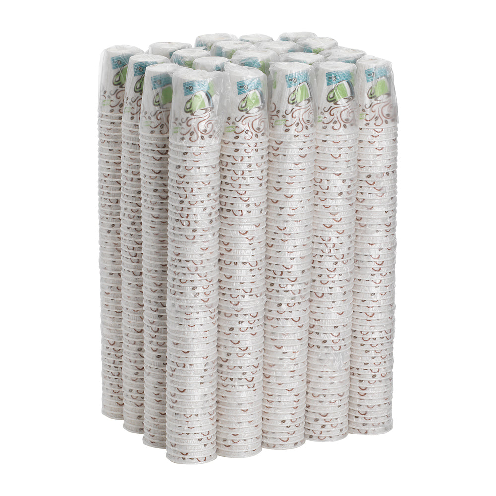 DIXIE® PERFECTOUCH® 8 OZ כוסות קפה חמות מנייר מבודדות עטופות בנפרד, מתאימות למכסים קטנים, ערפל קפה, 1,000 כוסות/מארז