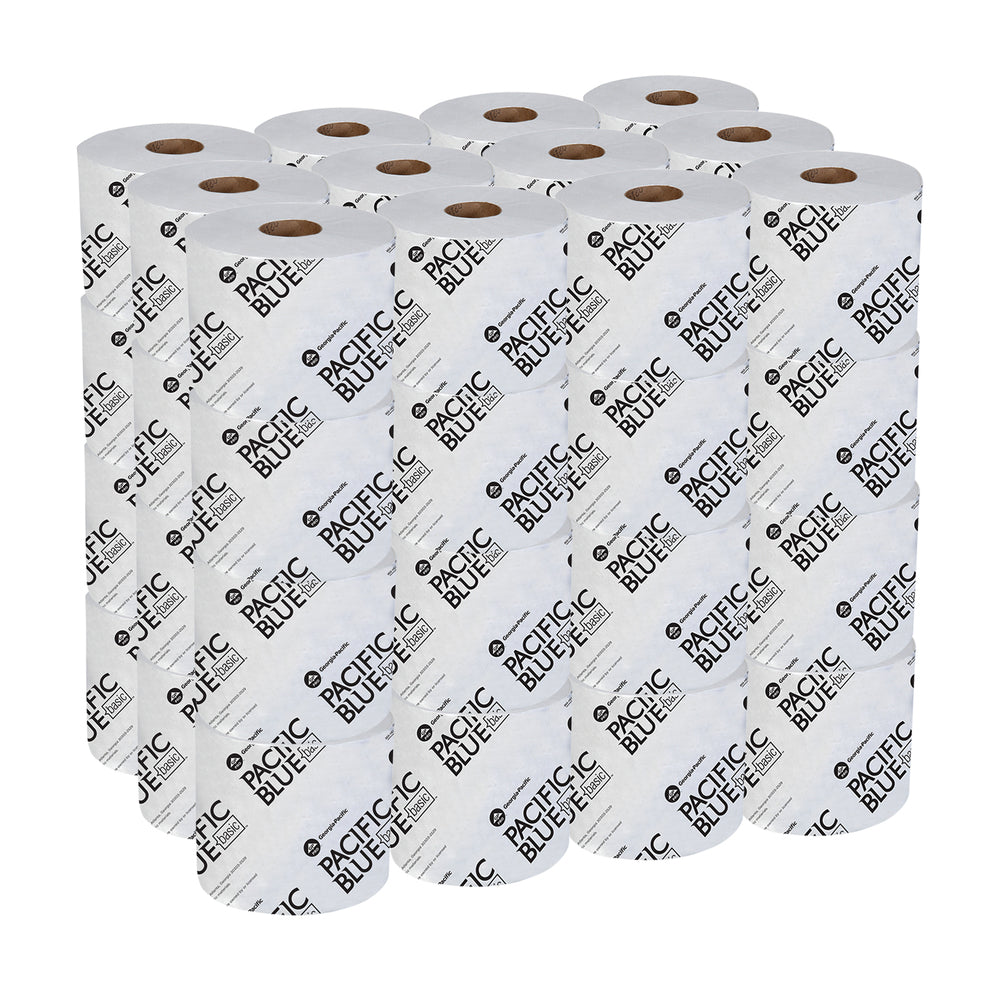 נייר טואלט גליל כפול סטנדרטי 4 אינץ' PACIFIC BLUE BASIC™ מבית GP PRO (ג'ורג'יה פסיפיק), (48 גלילים של 101.50 מטר סהכ 4871.92 מטר) 48000 גליונות למארז