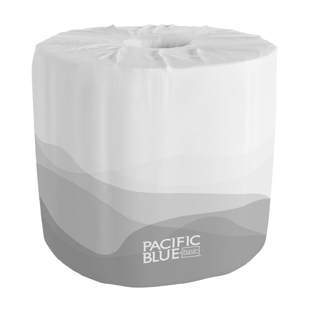 נייר טואלט דו-שכבתי עם גליל רגיל בסיסי PACIFIC BLUE BASIC™ מבית GP PRO (ג'ורג'יה פסיפיק), (80 גלילים של 55.78 מטר סהכ 4462.27 מטר) 44000 גליונות למארז
