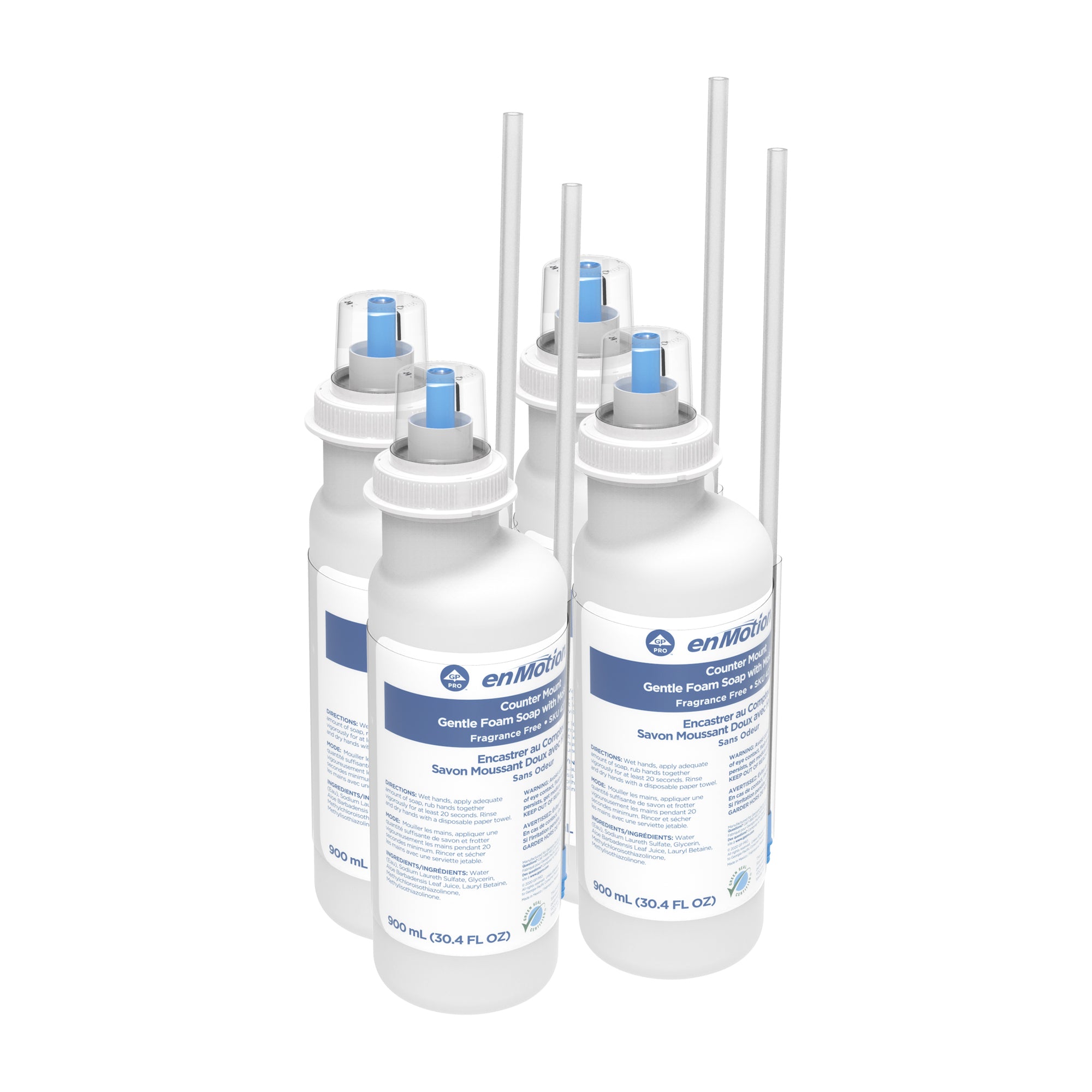 מילוי למתקן סבון ברז של ENMOTION® מאת GP PRO (ג'ורג'יה פסיפיק), ללא צבע וניחוח, (4 בקבוקים של 900 mL סהכ 3,600 mL)
