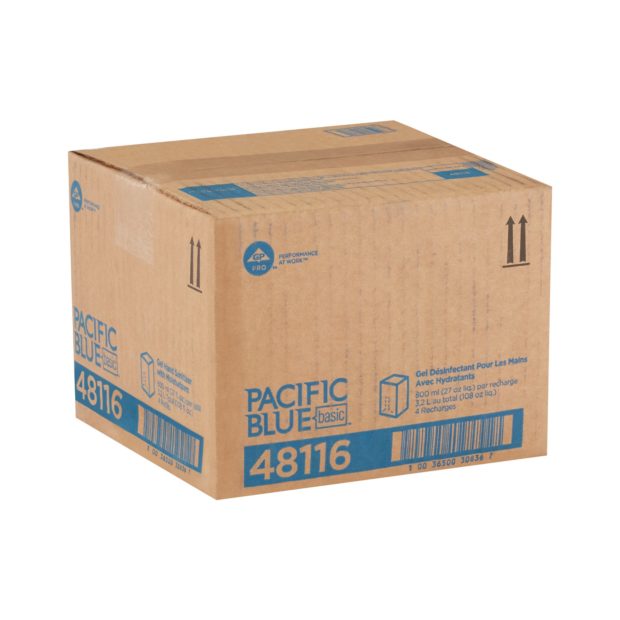 מילוי למתקן סבונים אישיים, חיטוי ג'ל PACIFIC BLUE BASIC™ מאת GP PRO (ג'ורג'יה פסיפיק), ללא צבע וניחוח(4 מילויים של 800 mL סהכ 3,200 mL)